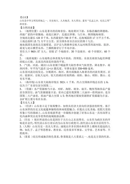 山东省情简略版