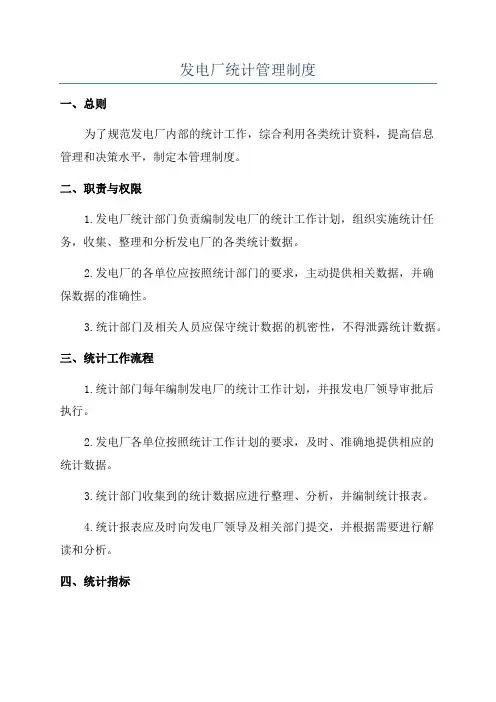 发电厂统计管理制度