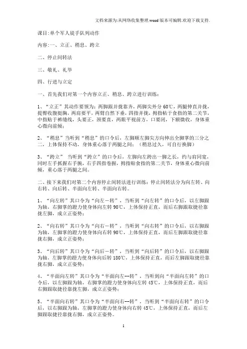 单个军人徒手队列动作