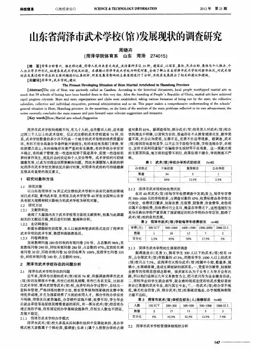 山东省菏泽市武术学校(馆)发展现状的调查研究