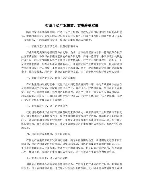 打造千亿产业集群,实现跨越发展