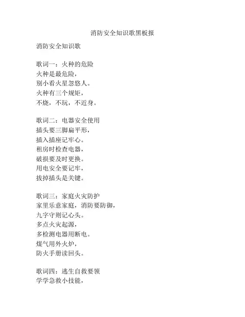 消防安全知识歌黑板报