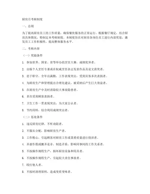 厨房月考核制度模板