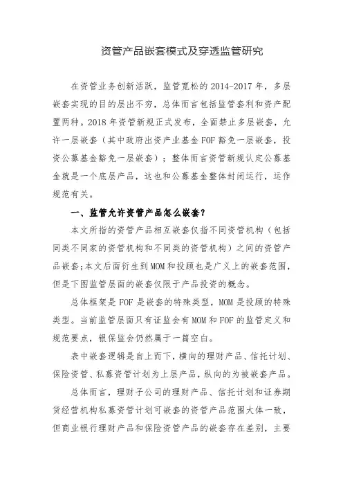 资管产品嵌套模式及穿透监管研究