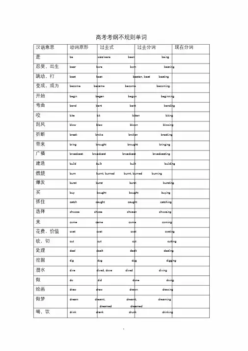 高中英语不规则动词变形(完整)