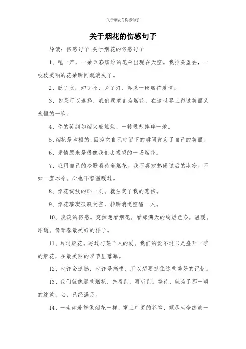 关于烟花的伤感句子