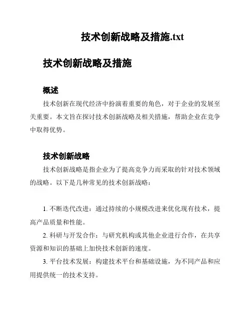 技术创新战略及措施