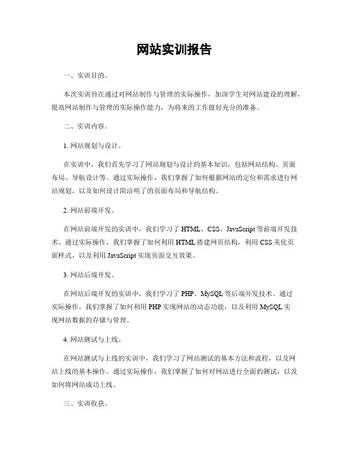 网站实训报告