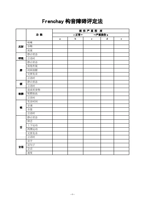 Frenchay构音障碍评定法