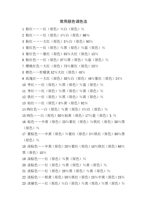 常用颜色调色法+颜色调配表