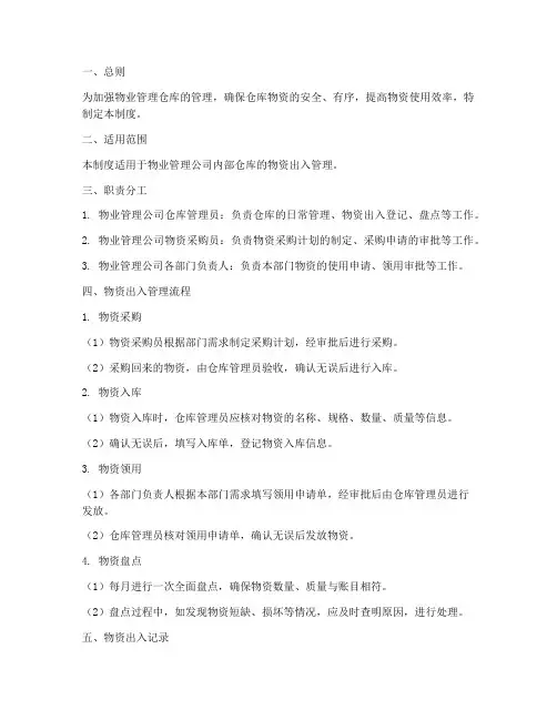 物业仓库出入管理制度