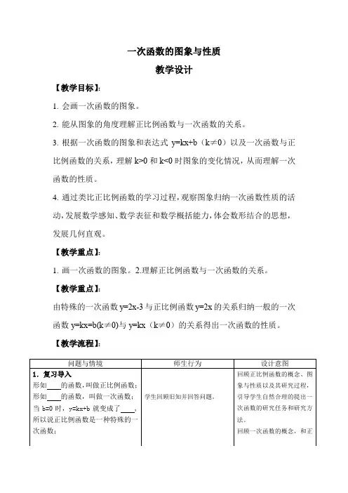 初中数学_一次函数图象与性质教学设计学情分析教材分析课后反思
