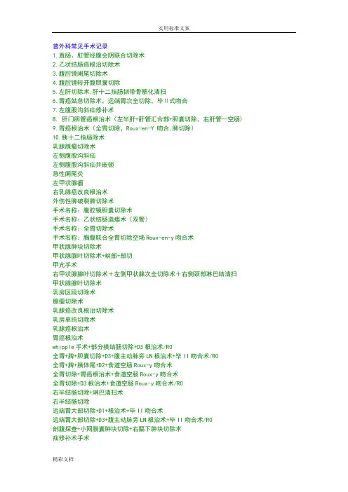 普通外科常见手术记录簿簿实用模板