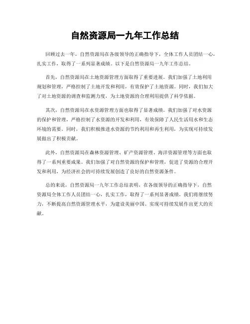 自然资源局一九年工作总结
