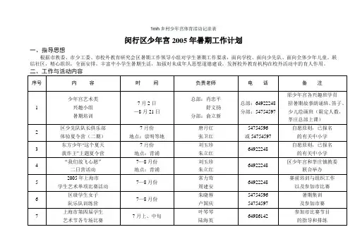 1mh乡村少年宫体育活动记录表