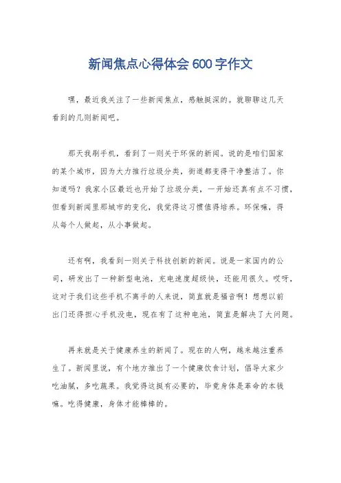新闻焦点心得体会600字作文