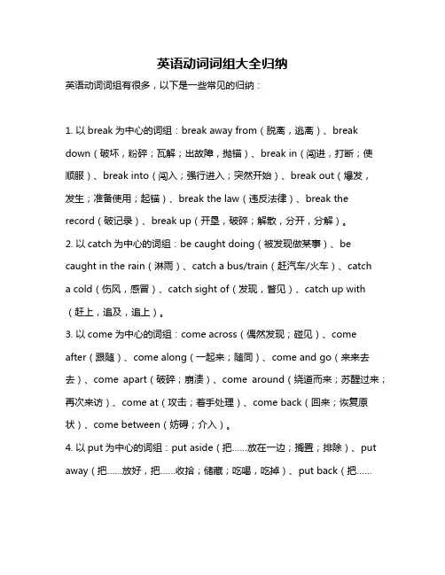 英语动词词组大全归纳