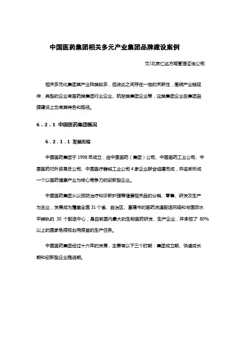 中国医药集团相关多元产业集团品牌建设案例
