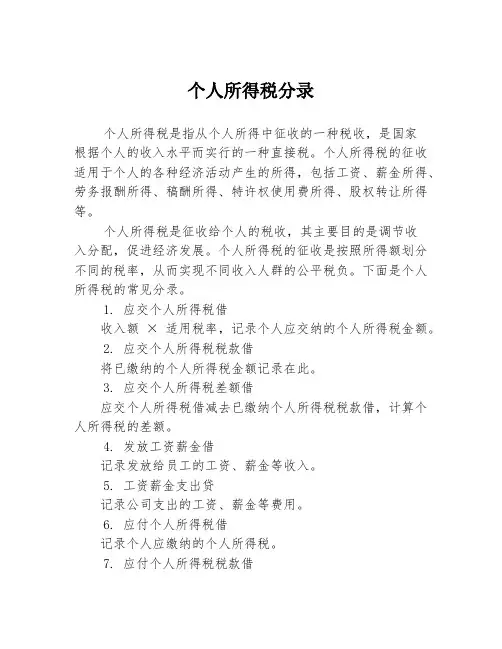 个人所得税分录