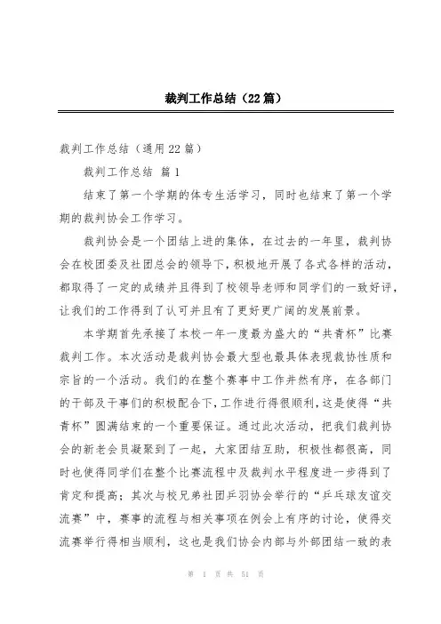 裁判工作总结(22篇)
