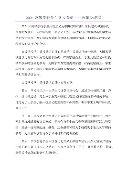 2024高等学校学生兵役登记——政策及流程