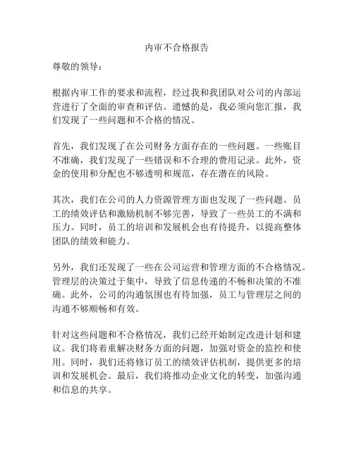 内审不合格报告