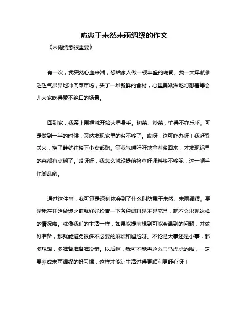 防患于未然未雨绸缪的作文