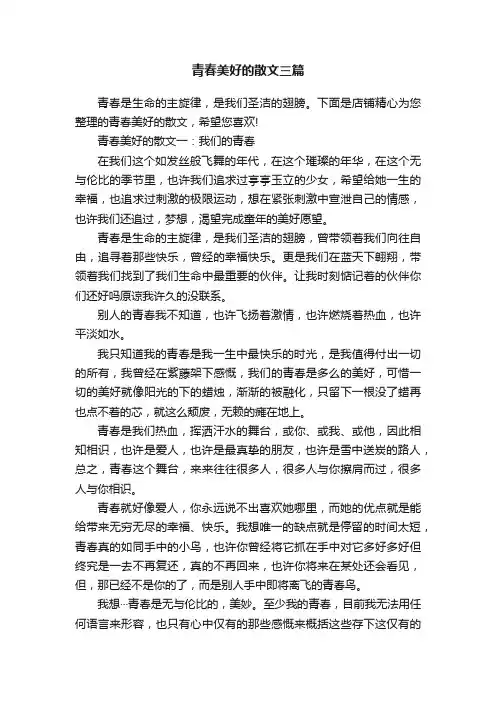 青春美好的散文三篇