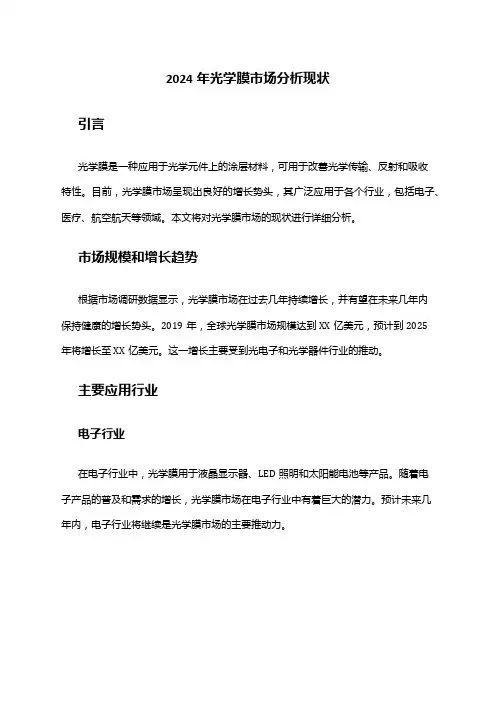 2024年光学膜市场分析现状