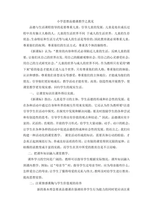 小学思想品德课教学之我见