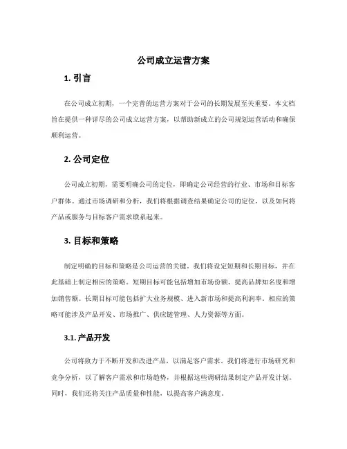 公司成立运营方案