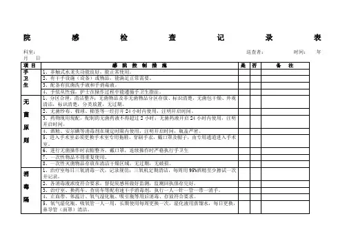 院感监控自查记录表