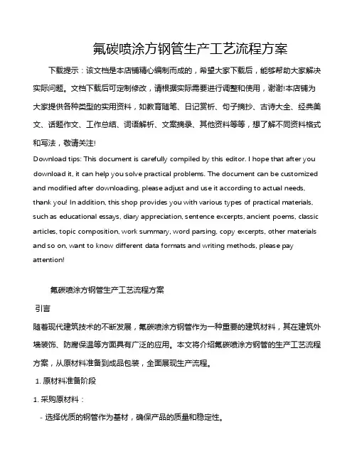 氟碳喷涂方钢管生产工艺流程方案
