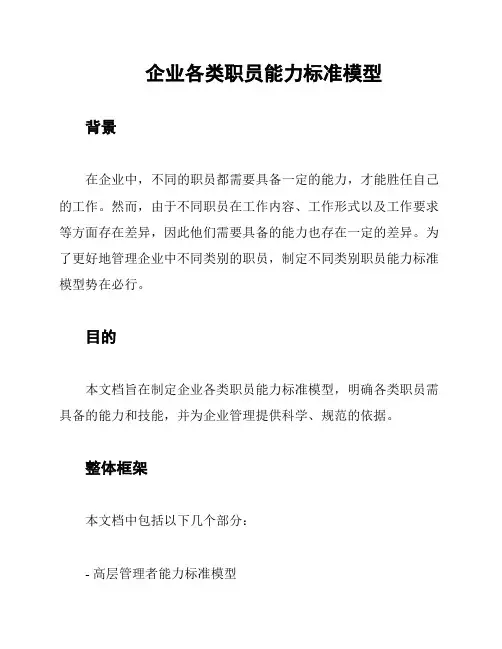 企业各类职员能力标准模型