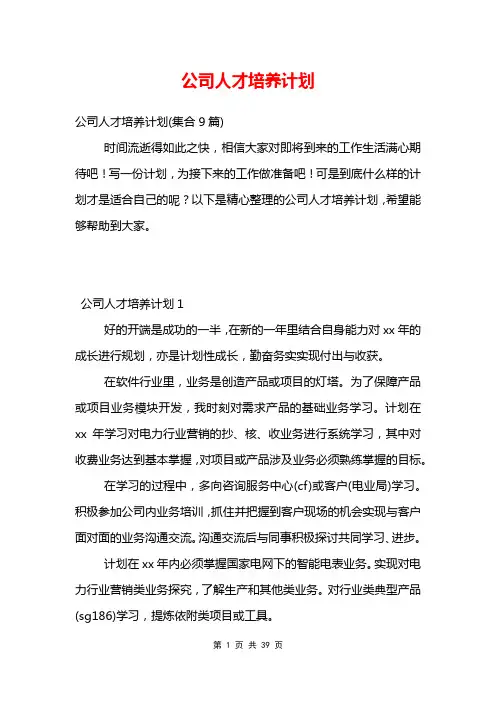 公司人才培养计划