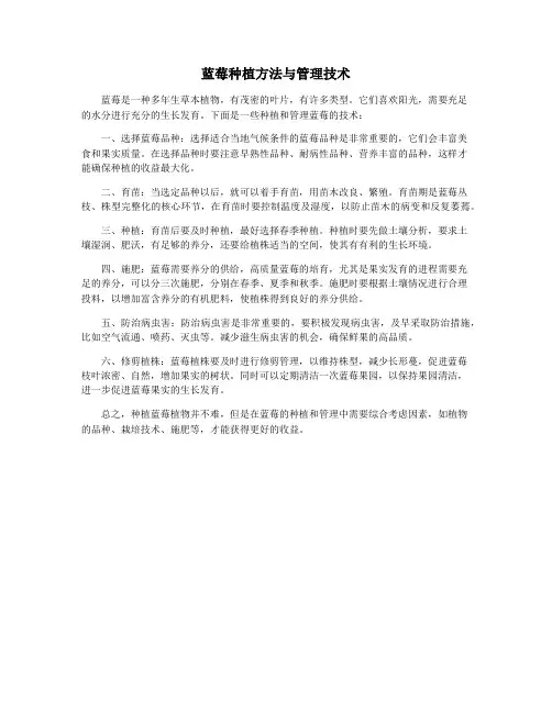 蓝莓种植方法与管理技术