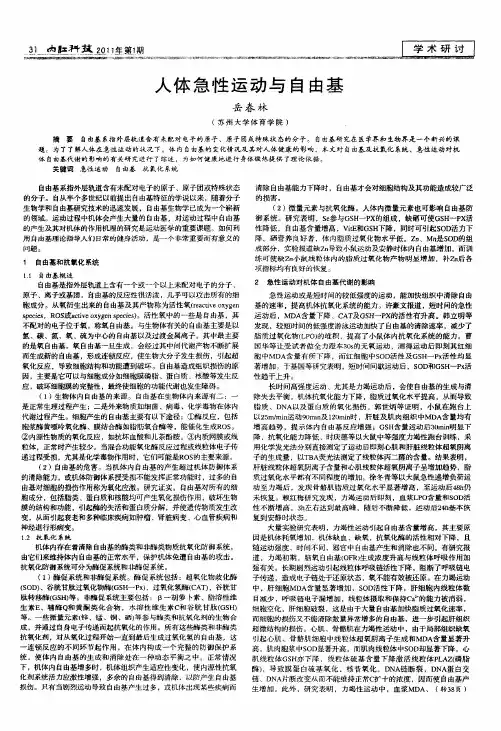 人体急性运动与自由基