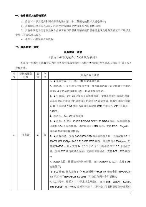 合格投标人的资格要求
