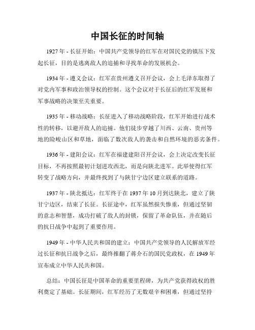 中国长征的时间轴