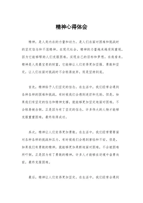 精神心得体会