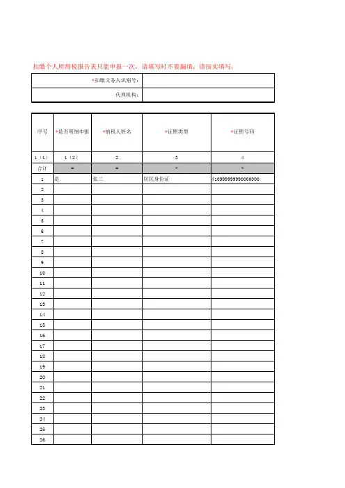 个税申报 填写示范