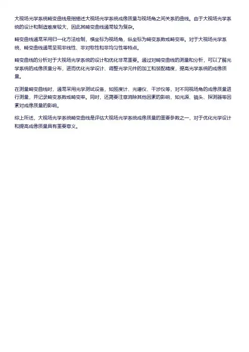 大视场光学系统畸变曲线