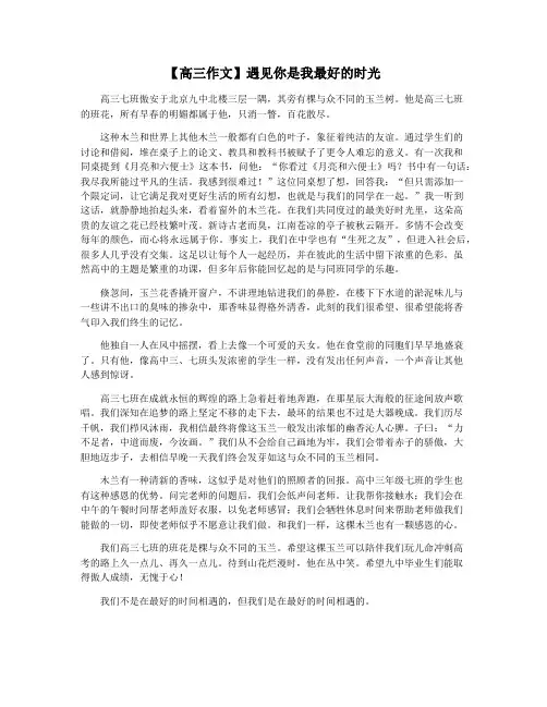 【高三作文】遇见你是我最好的时光