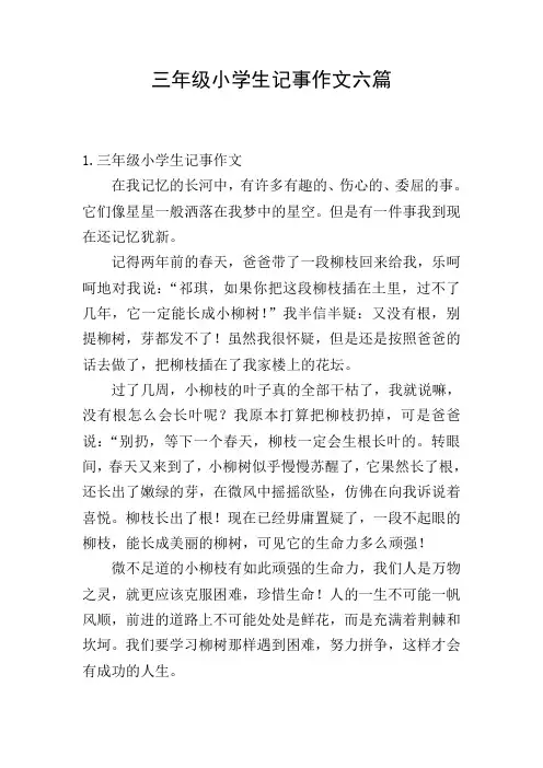 三年级小学生记事作文六篇