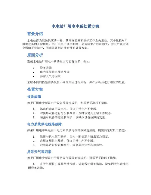 水电站厂用电中断处置方案