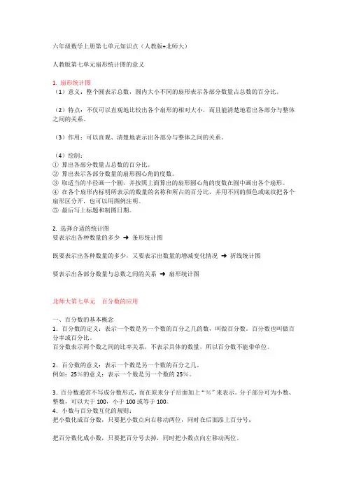 六年级数学上册第七单元知识点(人教版+北师大)