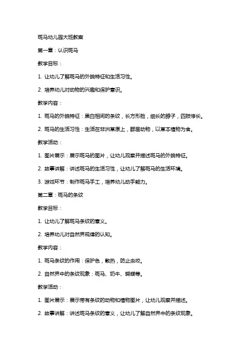 斑马幼儿园大班教案