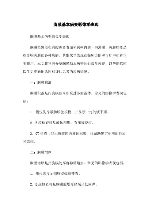 胸膜基本病变影像学表现