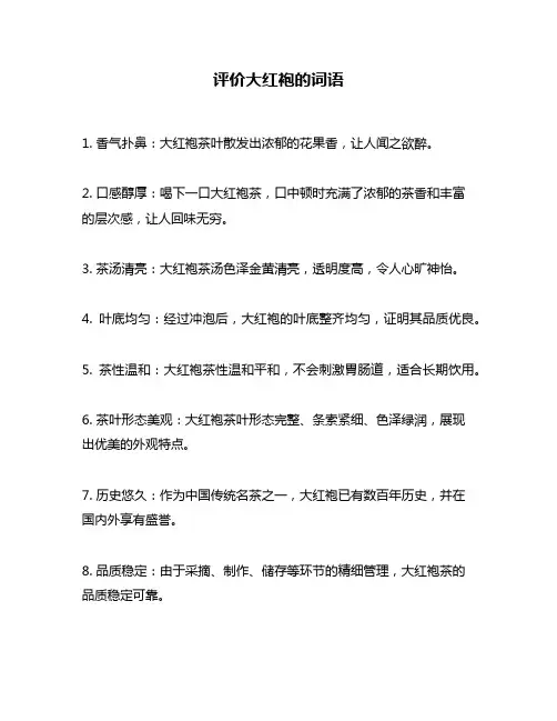 评价大红袍的词语
