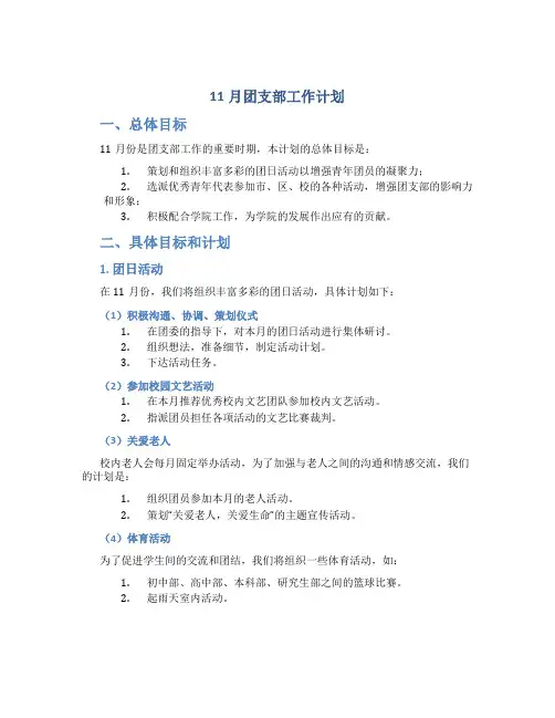 11月团支部工作计划